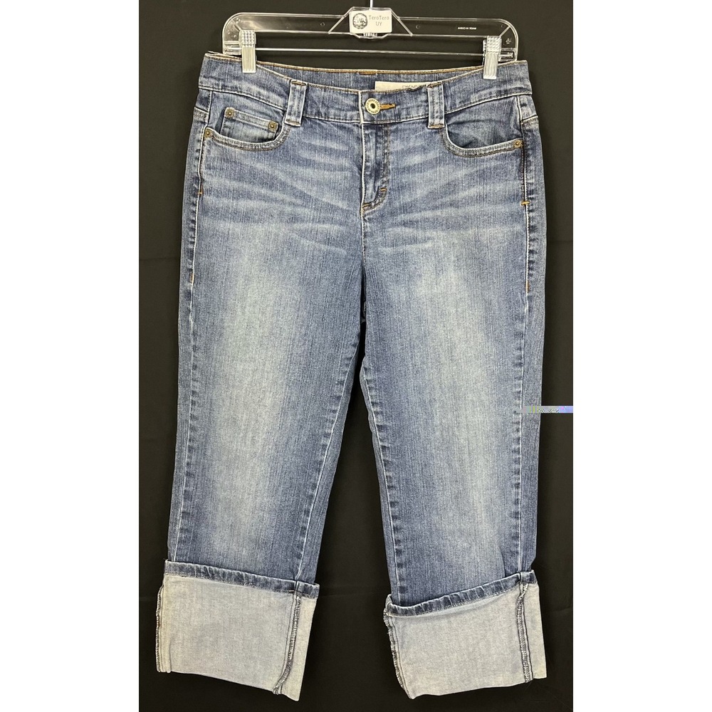 DKNY Jeans Women 14 Blue Soho Crop Capri Denim Stretch Medium Wash Casual